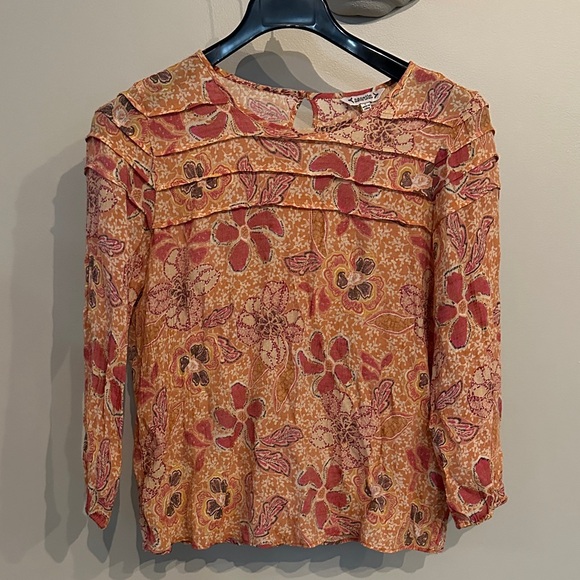 Nanette Lepore Floral Blouse in Orange and Red - Picture 1 of 3